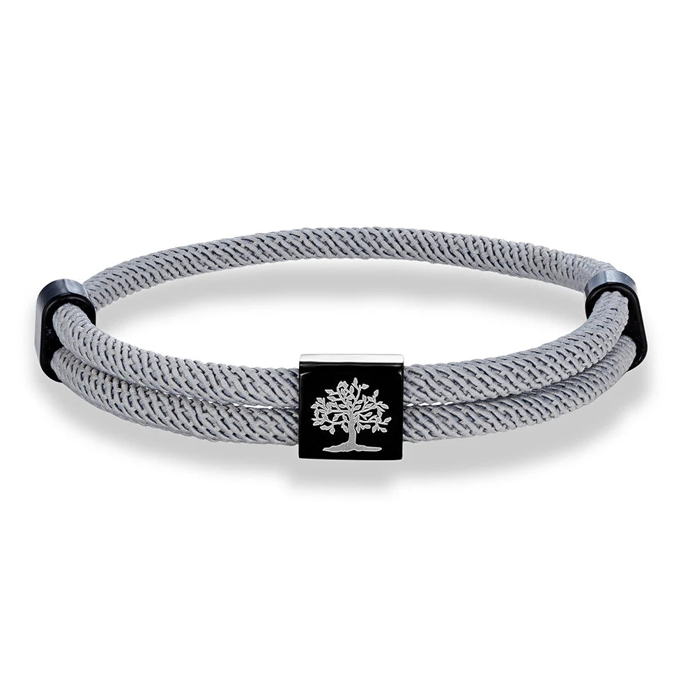 MKENDN Handgefertigtes marineblaues geflochtenes Seilarmband aus Edelstahl. Der Baum des Lebens, quadratische Armbänder für Männer und Frauen, Paarschmuck