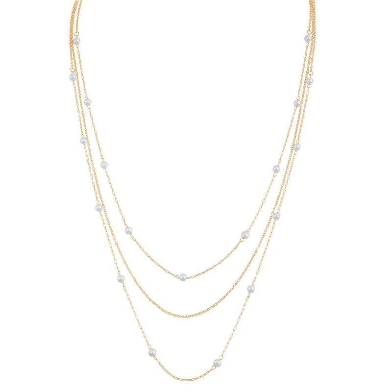 Mode Multilayer Ball Perlen Kette Halsketten für Frauen Trendy Halsband Kragen Minimalistischen Schmuck Weibliche Pullover Kette Halskette