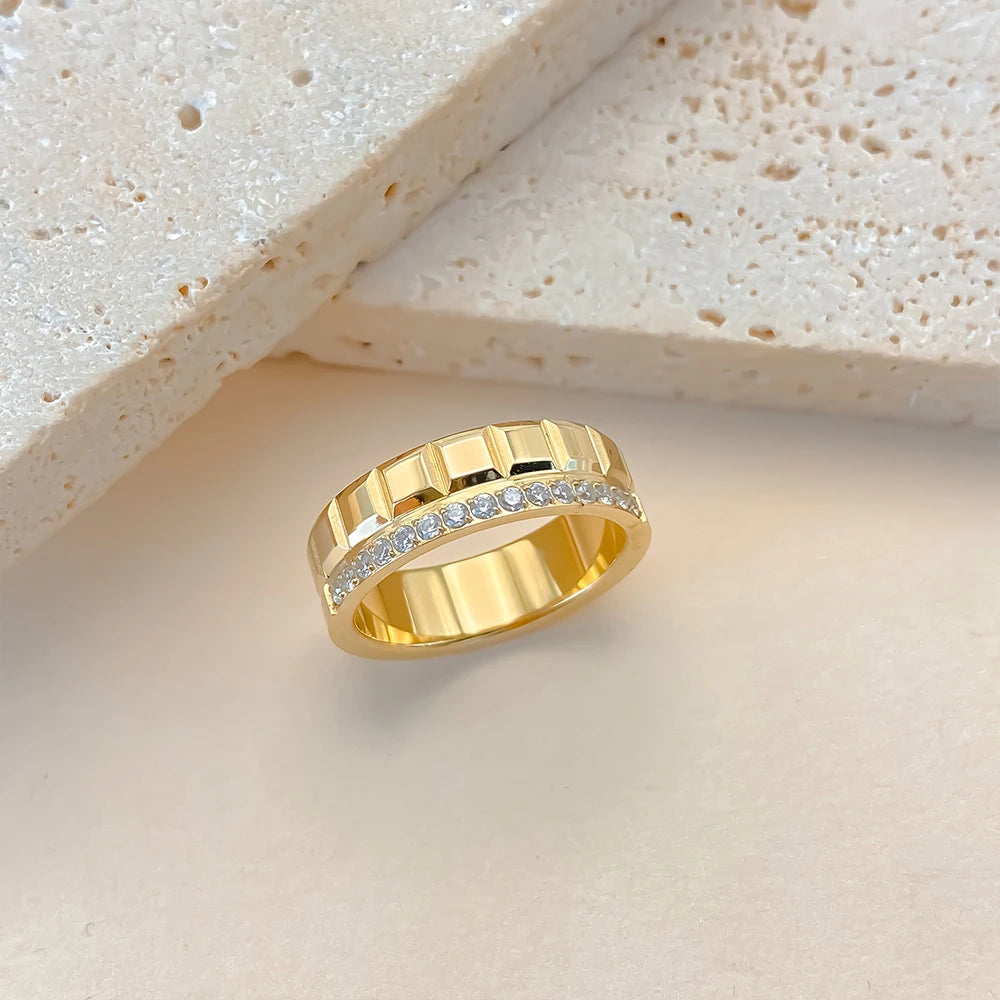eManco Mode Paar Ringe Trendy Herren Edelstahl Zirkonia Ring Ehering Schmuck Großhandel 48 Stunden Versand