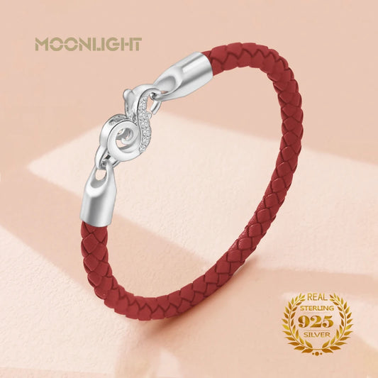 Neue 100% S925 Sterling Silber Haken Armband für Frauen Echtes Geflochtenes Leder Armband Weibliche Mode Schmuck Weihnachten Geschenke