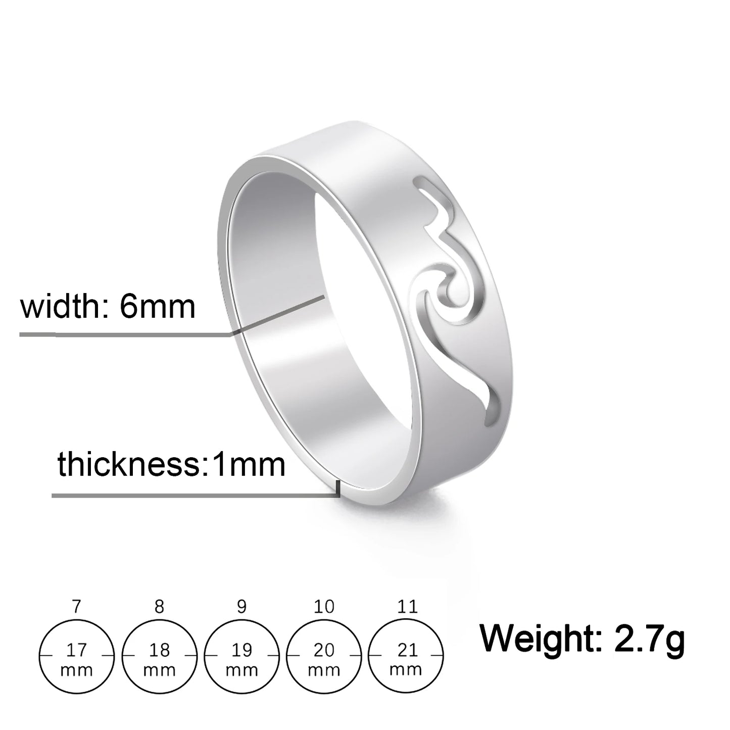 COOLTIME Einfache Meereswellen-Paarringe 2025, Trend Ocean Surf Edelstahl, gepaarte Ringe für Damen und Herren, Hochzeit, Geburtstag, Schmuck