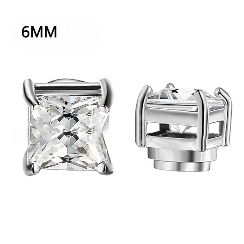 6-teiliges Set, Kristall, starke magnetische Ohrstecker-Clip-Ohrringe für Männer und Frauen, Punk, runde Zirkon-Magnet-Ohrringe, nicht durchdringender Schmuck