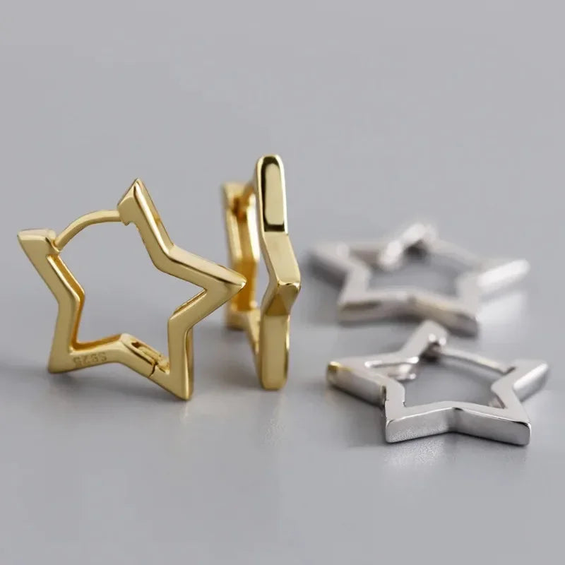 Geometrische Sterne Ohrringe für Frauen Edelstahl Stern Creolen Mädchen Schmuck Geschenk Charme hypoallergene Accessoires