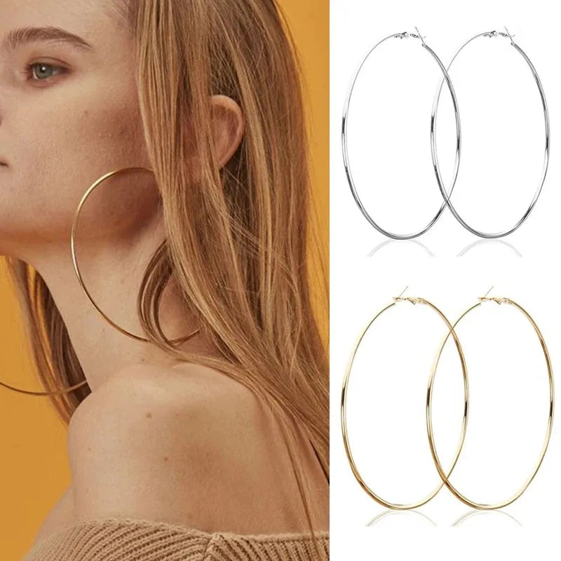 2 Stück 30–100 mm kleine große Kreis-Creolen für Damen und Herren, Edelstahl-Ohrring, Modeschmuck, Geschenk, Nachtclub, DJ