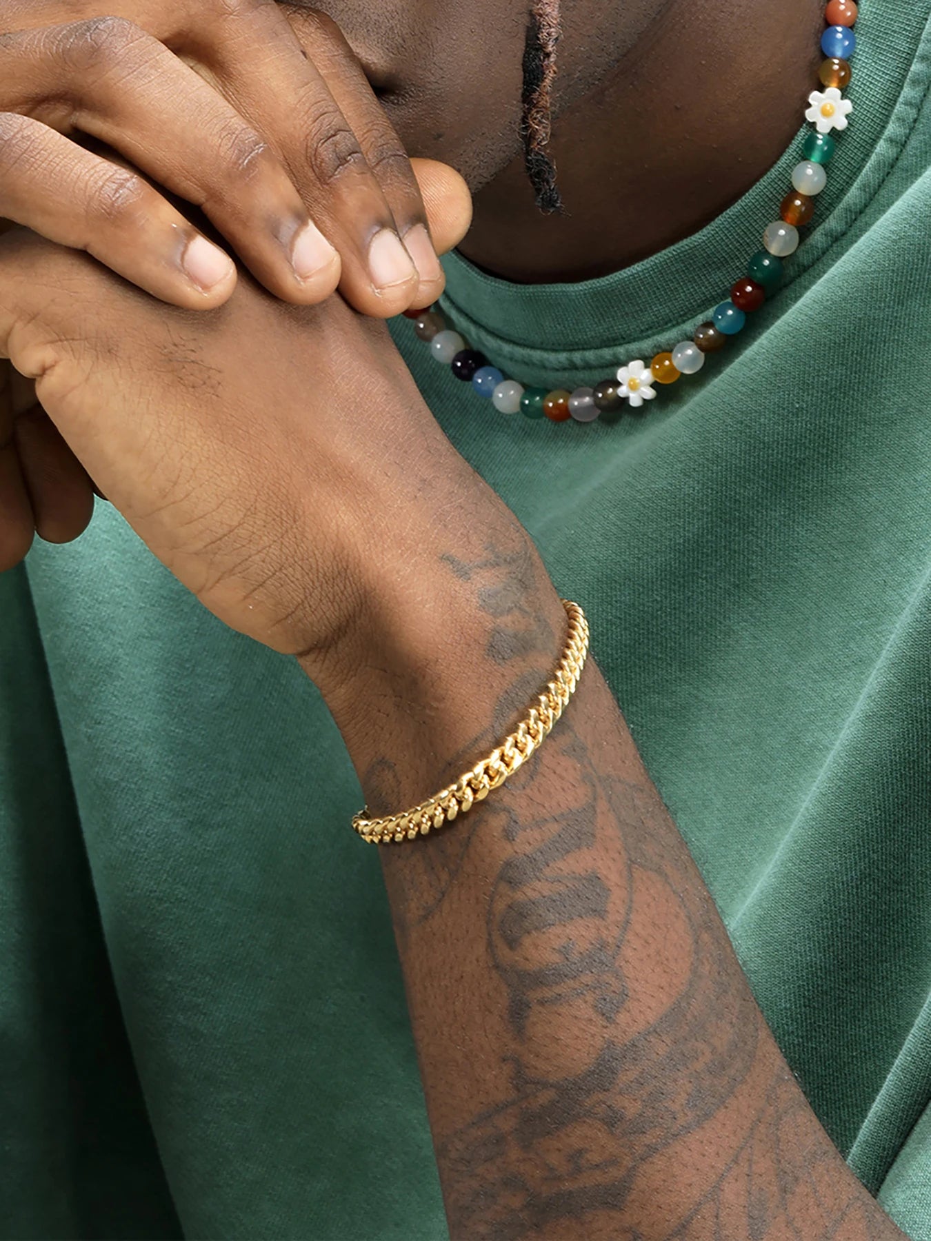 18 Karat vergoldetes Armband aus massivem Edelstahl, 5 mm, kubanische Miami-Kette, 20 cm, für Männer und Frauen, Geschenke, Punk-Stil, wasserdicht