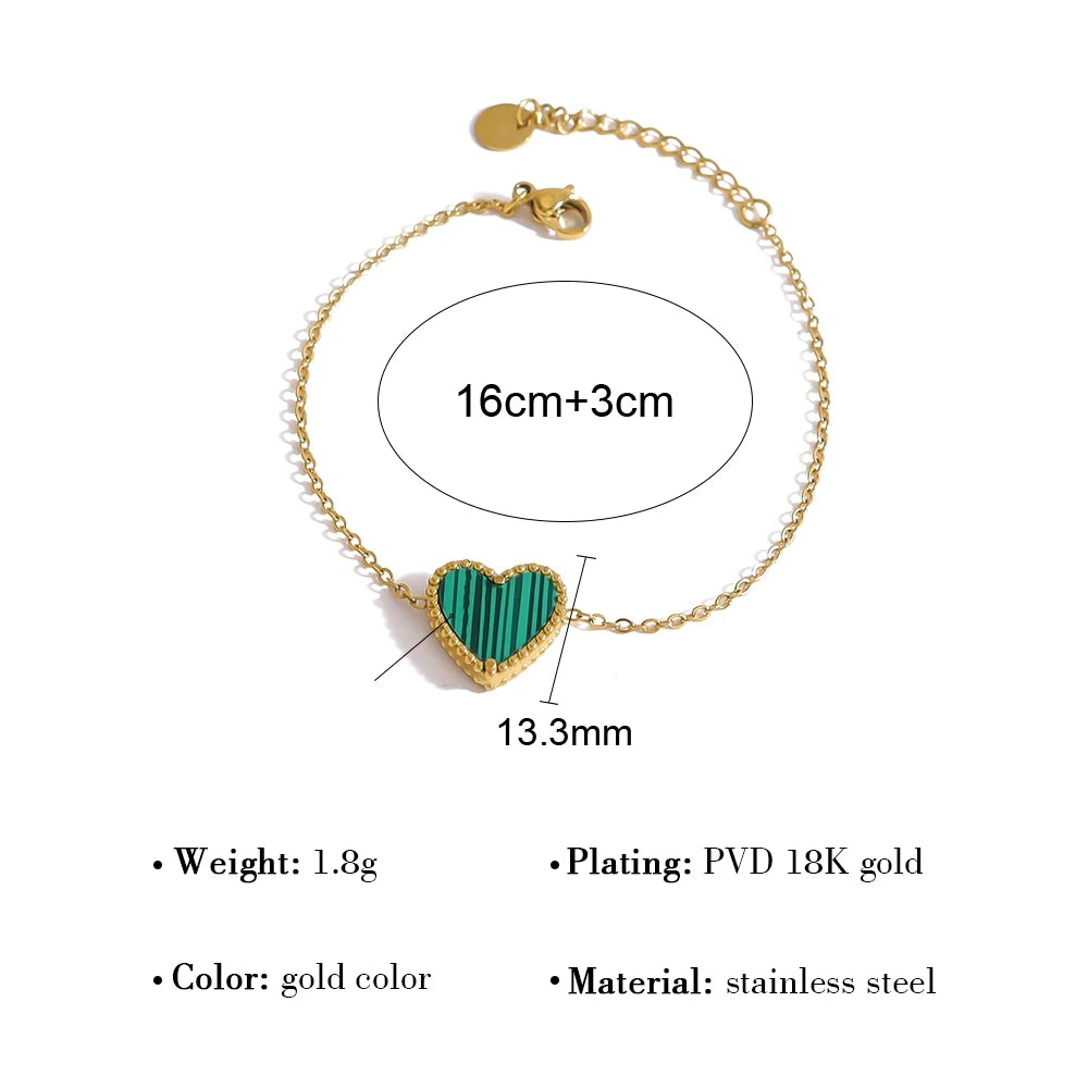 WILD & FREE Herz-Charm-Edelstahl-Armband, Halskette, Ohrringe für Damen, 18 Karat vergoldet, elegantes Vintage-Schmuckset