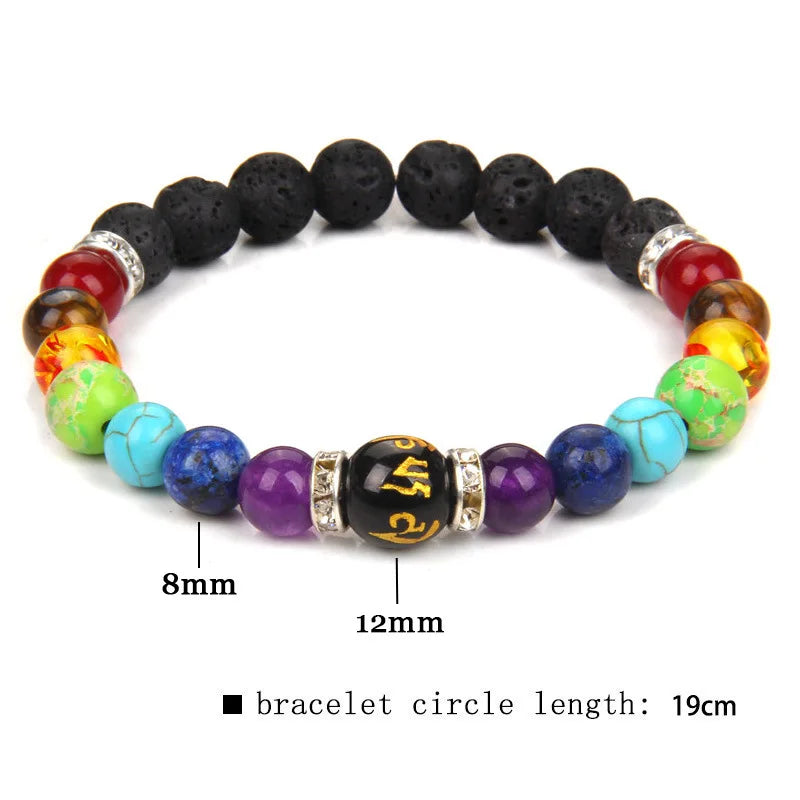 2 Stück 7 Chakra-Armband mit Bedeutungskarte für Männer und Frauen, natürlicher Kristall, heilender Angst, Schmuck, Mandala, Yoga-Armband, Geschenk
