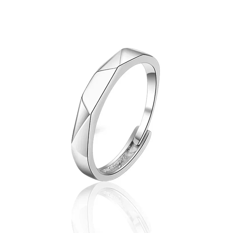 Modischer einfacher Paarring, schwarz-weiße Raute-Ringe, verstellbarer offener Schmuck für Damen und Herren, Valentinstag, Hochzeitstag, Geschenke