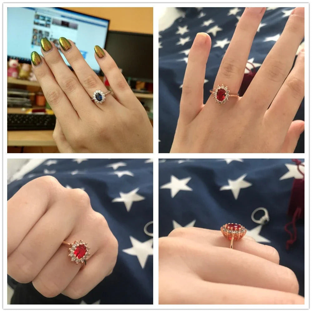 Prinzessin Kate Ringe Für Frauen Blau Kristall Hochzeit Engagement Braut Versprechen Ehe Ring Für Braut Weibliche Mode-Schmuck R076