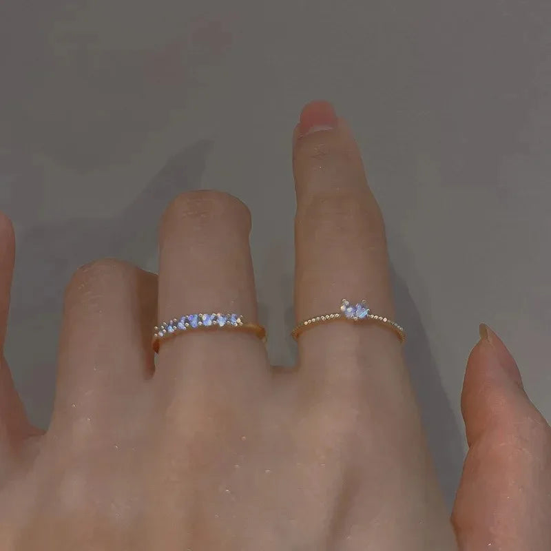 2025 neue Gold Silber Farbe Herz Ringe Set für Frauen Öffnung Einstellbare Ring, Verlobung, Hochzeit Schmuck Mode Freundin Geschenke