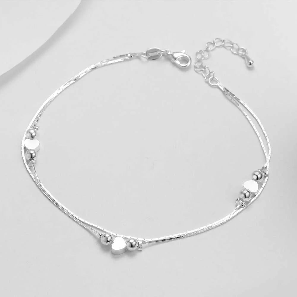 Herzförmige Fußkette Fußkettchen Armbänder 925er Sterlingsilber Modeschmuck für Frauen Großhandel