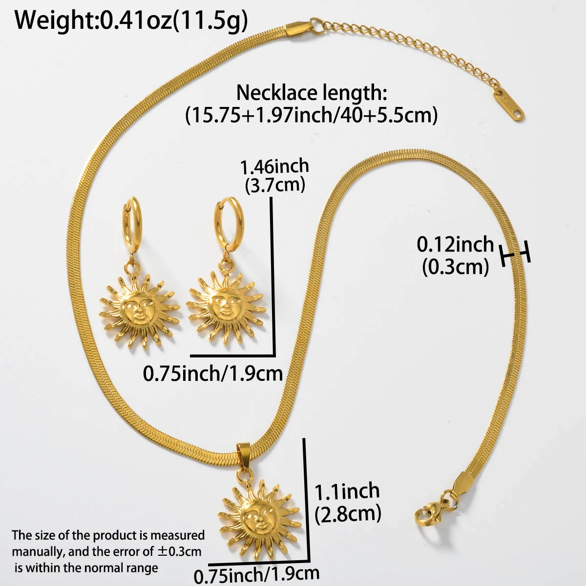 Trend Mond Sterne Hohl Anhänger Edelstahl Halskette Ohrringe Set Für Frauen Fashion Party 18K Gold-Überzogene Schmuck Set geschenk
