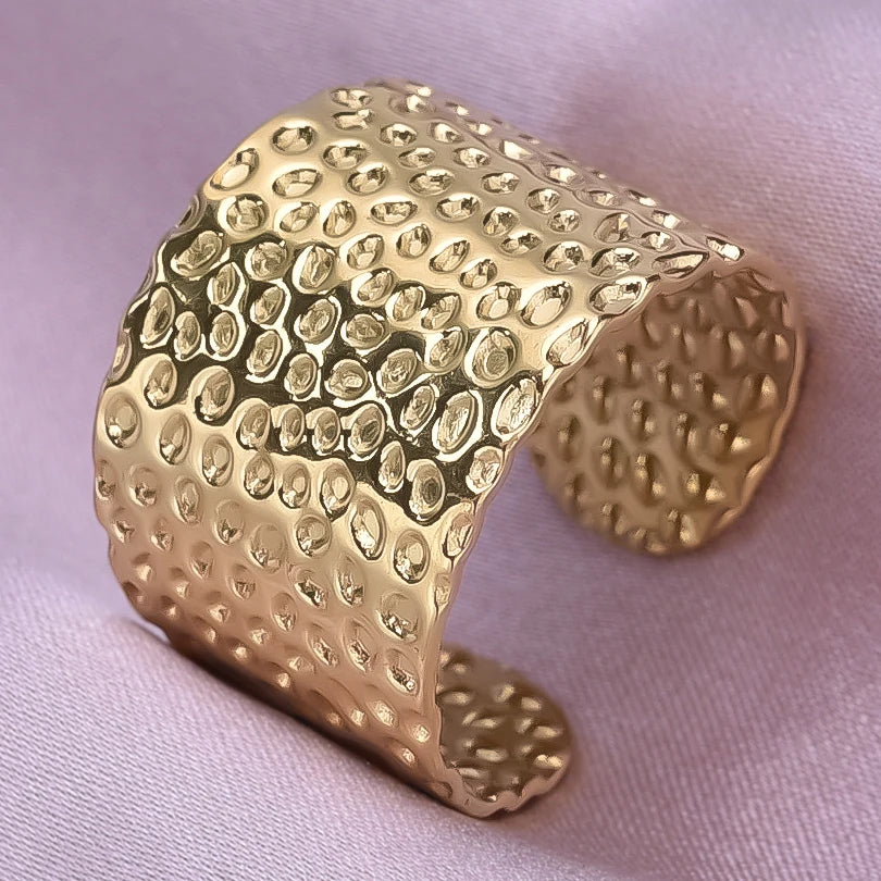 1/2/3 stücke mischen Farbe klobigen breiten Ring offene Edelstahl ringe für Frauen Männer Accessoires unregelmäßige Oberfläche kpop Modeschmuck