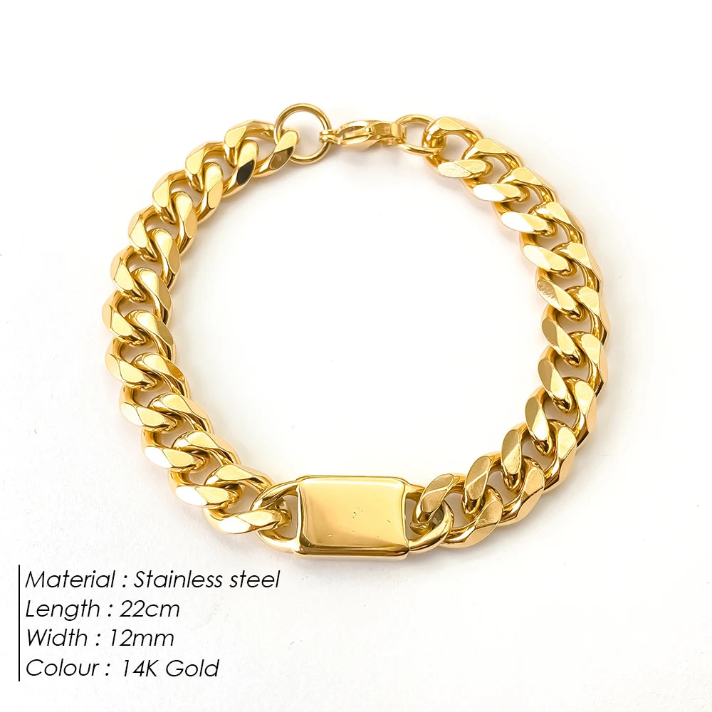 eMancoUnisex Edelstahl Trendy Quadrat Armband Hip-Hop Mode Einfache Kalte Coole Stil Armbänder Hand Schmuck48 Stunden Schiffsm