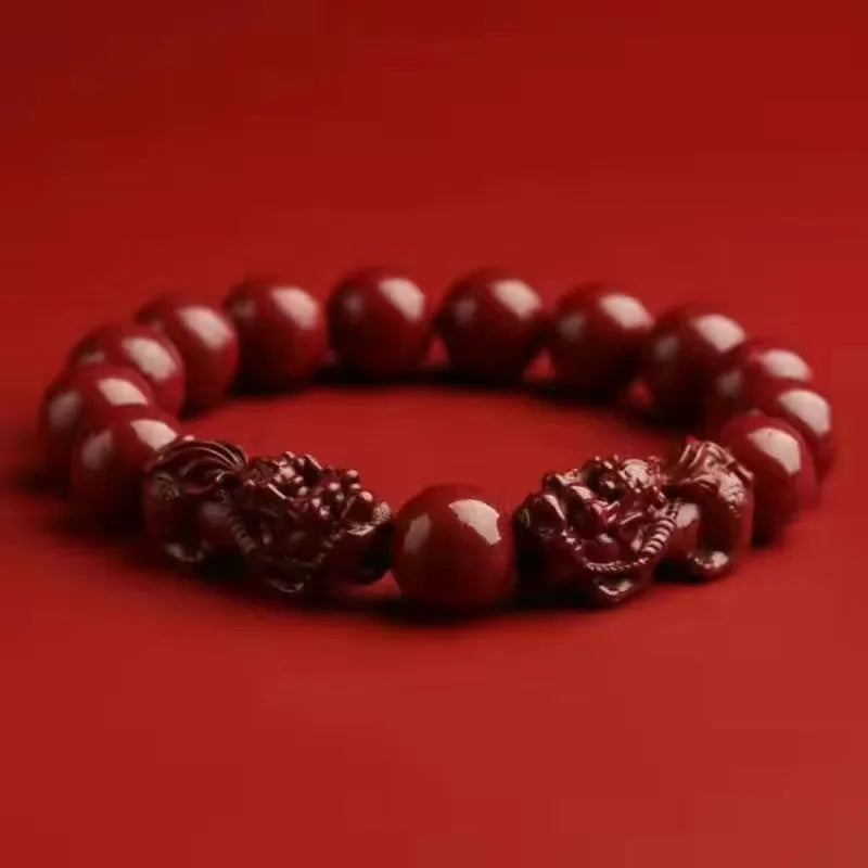 Natürliches Zinnober-Pixiu-Armband, viel Glück, Reichtumsschutz, sicheres Perlenarmband, Transferperlenschmuck, Paar-Geschenke Yng