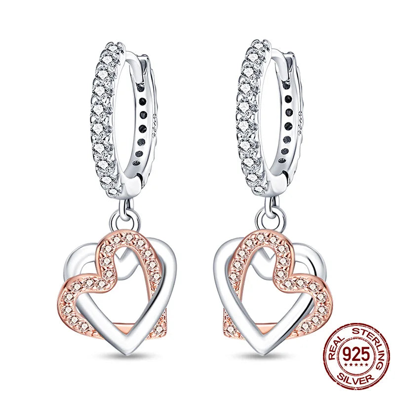 Leuchtende Muschel-Ohrringe für Damen, Original-Ohrringe aus 925er-Sterlingsilber, Pavé-CZ-Stern, Mond, Creolen, Verlobung, Hochzeit, Schmuck