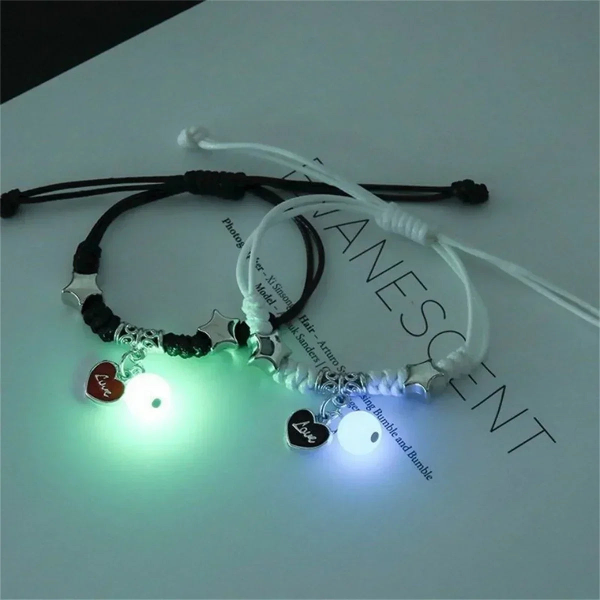 Mode Leuchtende Perlen Stern Paar Armband Für Frauen Männer Charming Blume Herz Key Lock Kreuz Passenden Freund Armband Schmuck