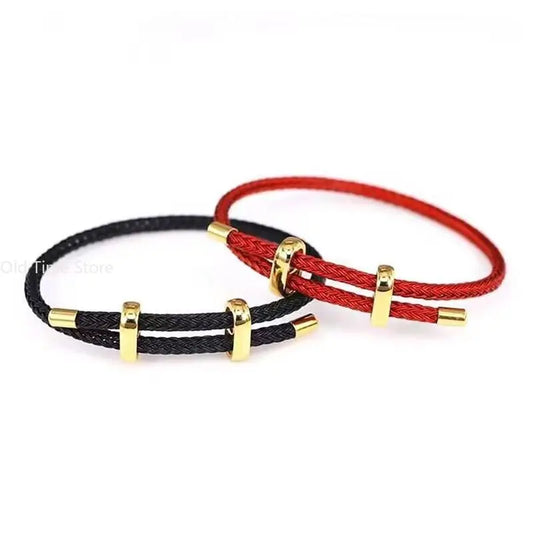 Rot-schwarzer Stahldraht, verstellbare Armreifen, erweiterbar, handgefertigt, geflochtenes Seil, Paar-Armbänder für Damen und Herren, Schmuckschnur