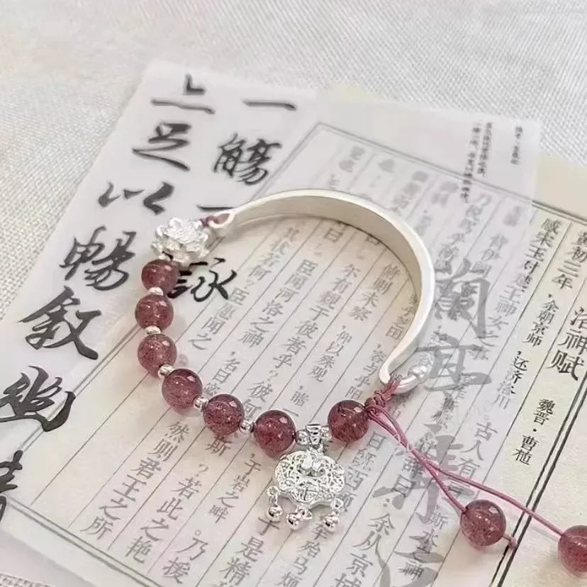 Retro Quaste Glocken Armreif für Frauen Chinesischen Stil Fuchs Armband Kristall Glas Perlen Kette Armband Schmuck Geschenke Armbänder 1pc