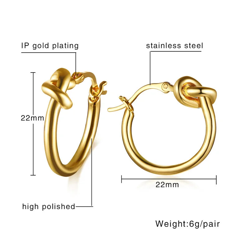 Schicke goldfarbene Knoten-Creolen für Damen, Damen, Hochzeit, Geburtstag, Party, Geschenk, Schmuck