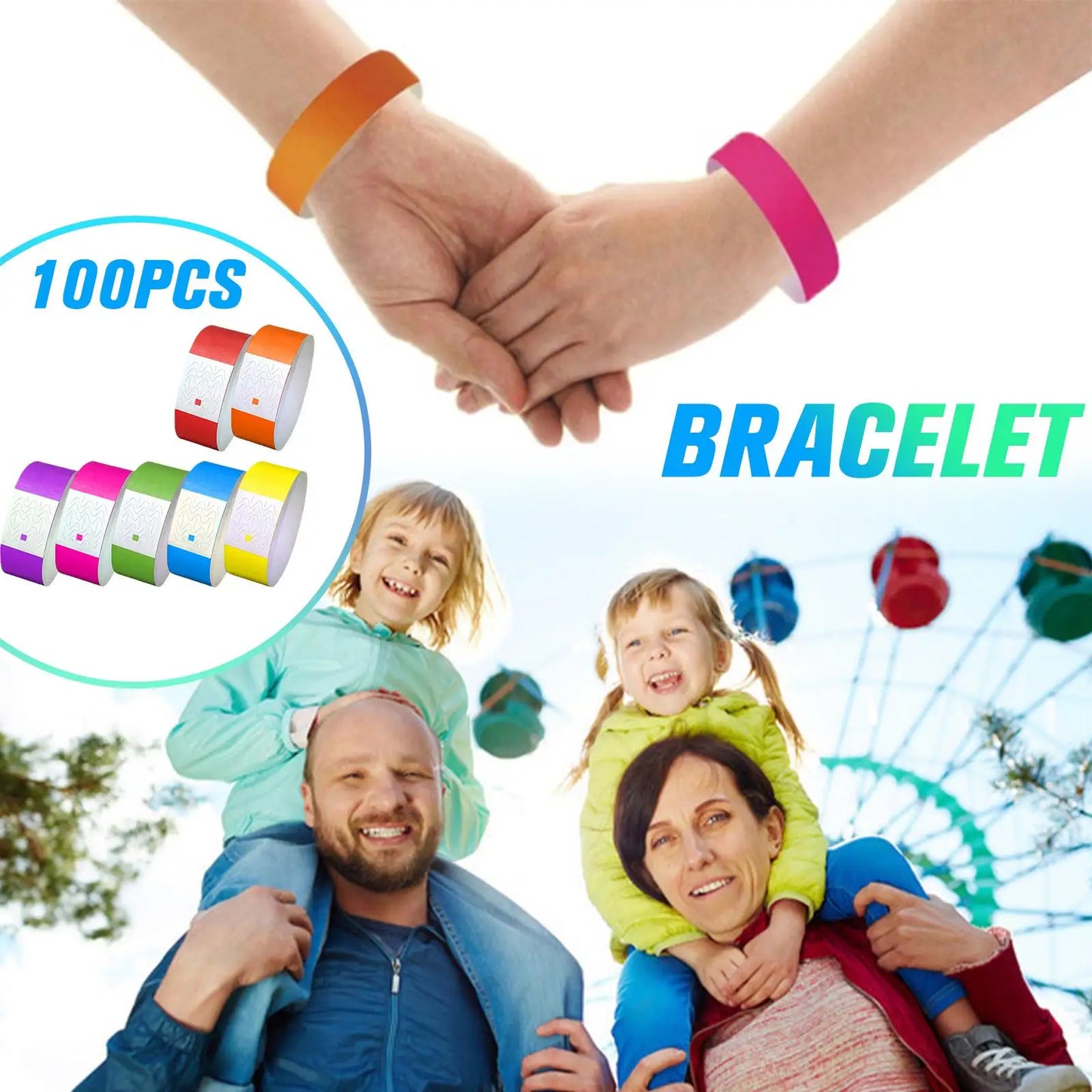 100pcs reißfestes wasserdichtes Papier armband Party papier Armband mehrfarbiges Event Ticket Armbänder Identifikation sband