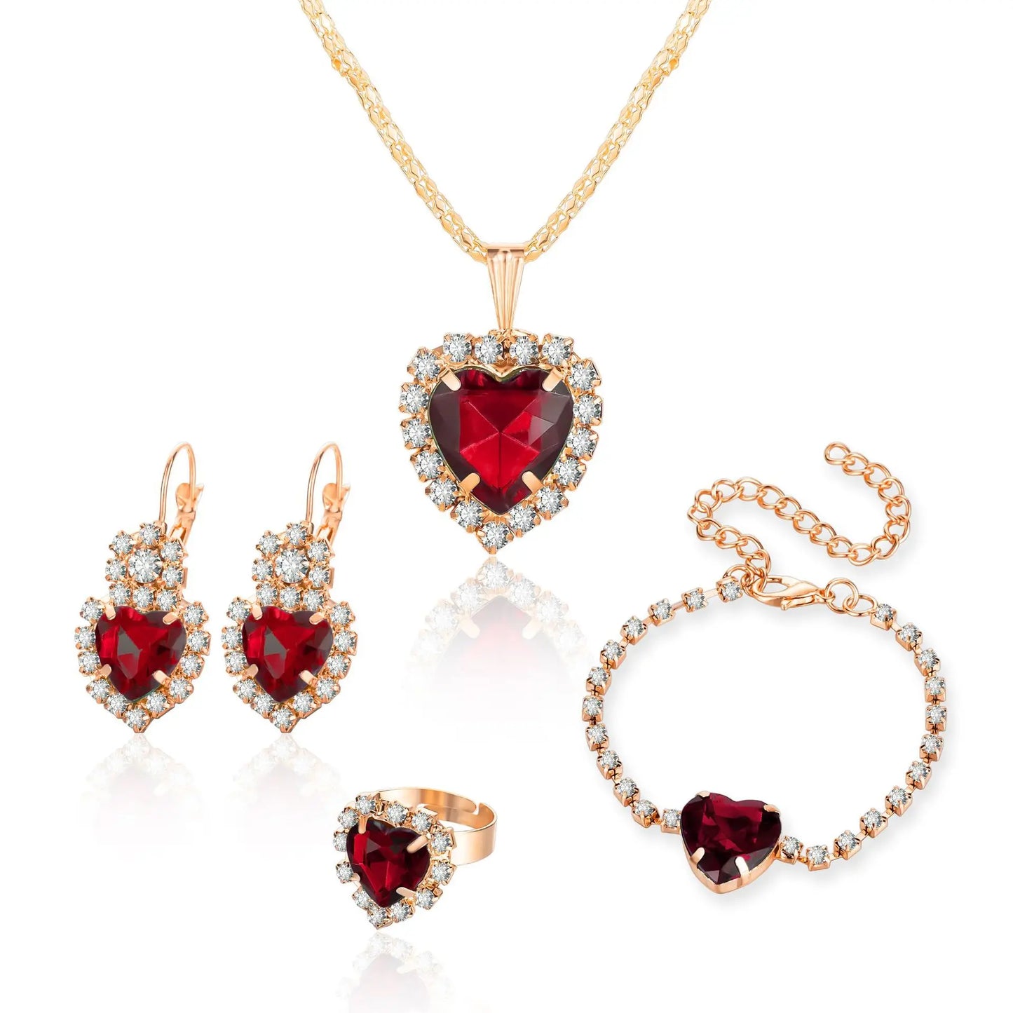 Blauer Kristall Ring Halskette Ohrringe Set Hochzeit Schmuck Sets für Bräute Anhänger Ohrringe für Mädchen Frauen Afrikanische Schmuck Sets