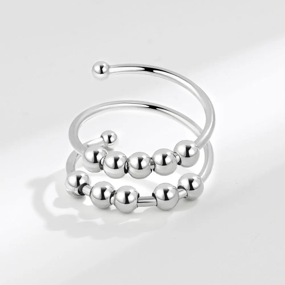 Stress Relief Runde Perlen Knuckle Ringe Für Frauen Frei Drehen Rotierenden Angst Fidget Spinner Twisted Ring Anillos Ajustables
