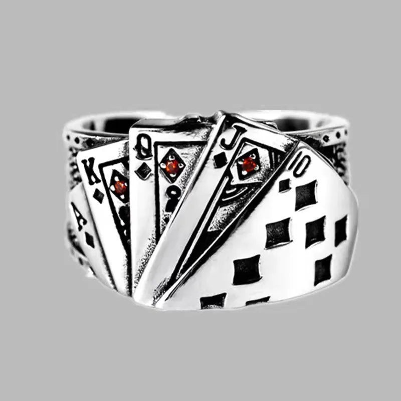 Mode Öffnung Ringe für Frauen Männer Spielkarte Finger Edelstahl Glück Poker Ring Party Mode Schmuck Geschenke Zubehör