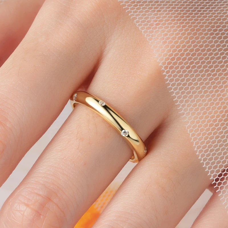 OXTAO Runder Moissanit-Ring, 925er-Sterlingsilber, D-Farbe, funkelnder Ewigkeitsring, Hochzeit, Verlobungsringe für Frauen, GRA-zertifiziert