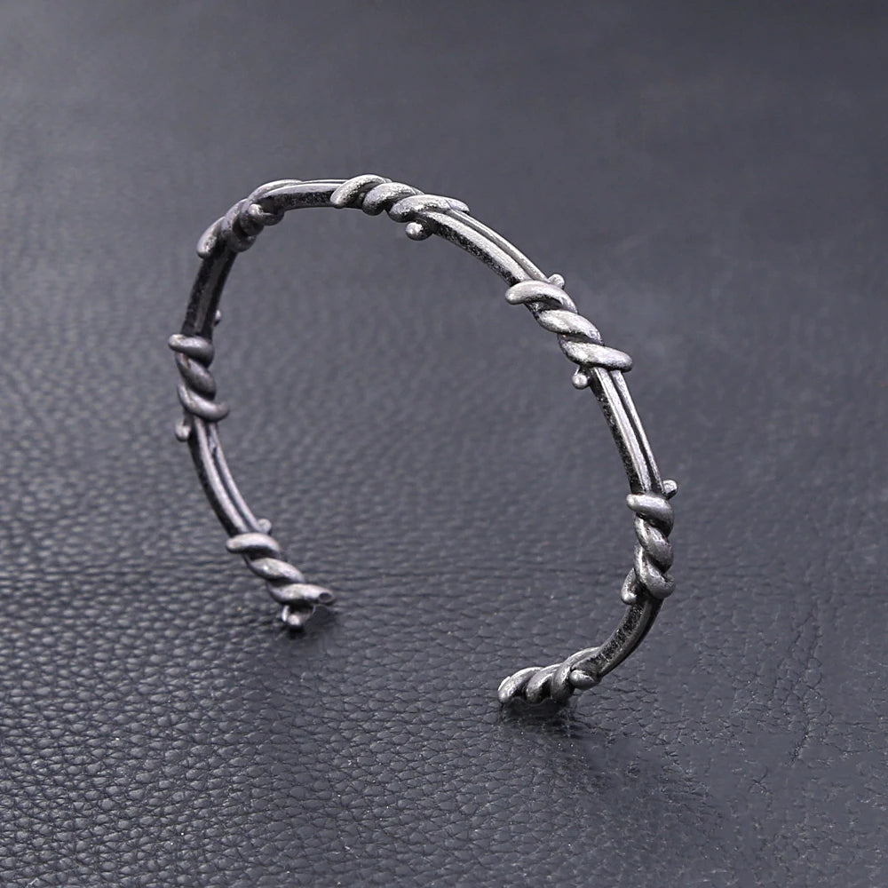 Mode Retro Wikinger Twisted Dorn Armband Punk einfache Edelstahl offenes Armband einzigartige kreative Schmuck Geschenke Großhandel