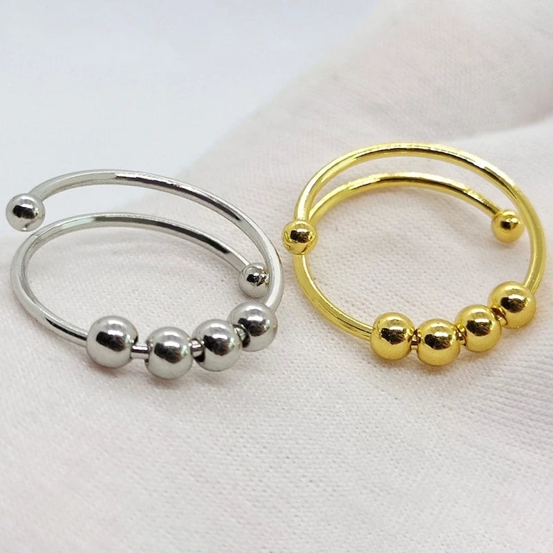 Punk Angst Ringe für Frauen Männer Spirale Zappeln Perlen Ring 2024 Trend Schmuck frei drehen Anti Stress Edelstahl Ring Geschenk