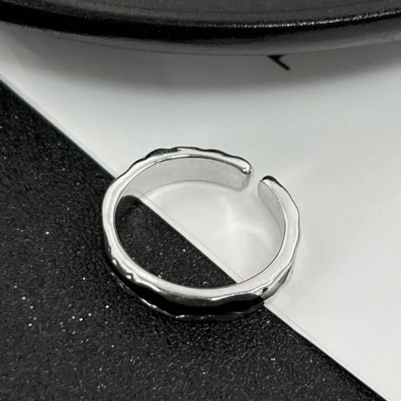 Kpop Goth Punk Vintage Doppel Öl Tropf Offene Ringe für Frauen Luxus Unregelmäßige Einstellbare Finger Ring 2024, Trendy Hochzeit Schmuck
