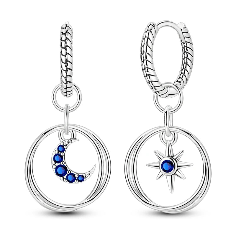 Original 925 Sterling Silber Blaue Zirkonium Schmetterling Ohrringe Farbige Creolen Frauen Weibliche Party Edlen Ohrring Schmuck