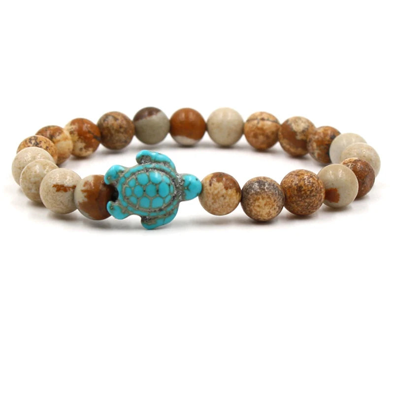 Neue Meeresschildkröte Perlen Armbänder Für Frauen Männer Klassische 14 Farben Naturstein Elastische Freundschaft Armband Strand Schmuck Geschenke