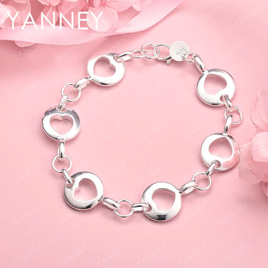 925er Sterlingsilber, 20,3 cm, exquisites herzförmiges hohles Armband für Frauen, Hochzeitsgeschenk, Party