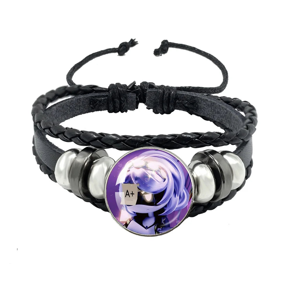 Murder Drone Uzi x N Cartoon Cabochon V Fan Art Armbänder Kunst verstellbares Lederseil Armband Armreifen handgefertigte Schmuckgeschenke