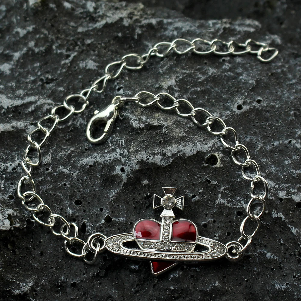 Trendiges Armband Saturn Strass Kristall Planet Saturn Anhänger für Frauen Mode Charm Schmuck Geschenk