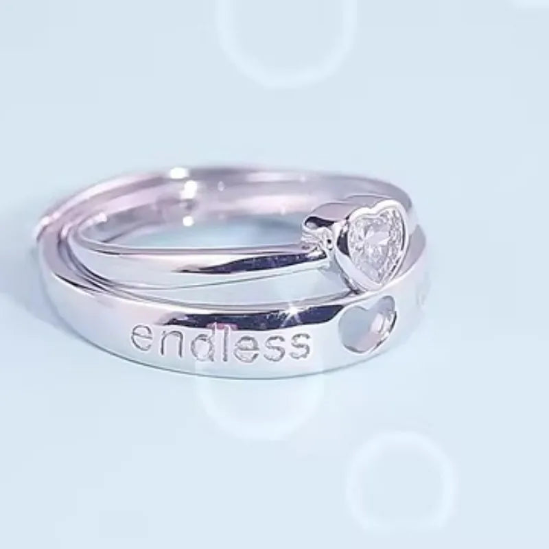2 Teile/sätze Zirkon Liebe Herz Passenden Paar Ringe Für Immer Endlose Liebe Hochzeit Ring Für Frauen Männer Liebhaber Valentinstag schmuck