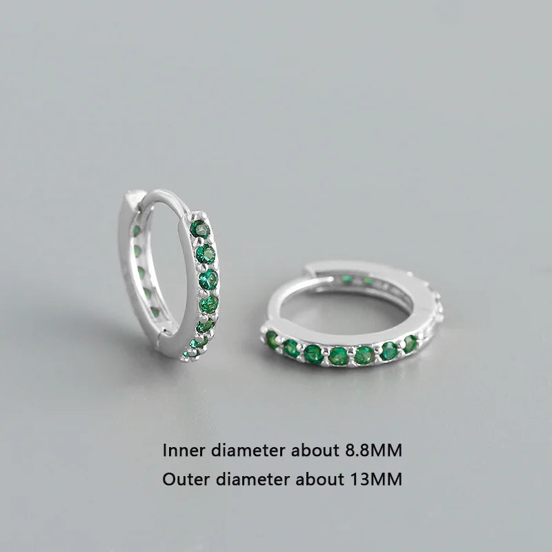 WANTME 925 Sterling Silber Einfache Farbe Zirkon Huggies 8,8mm Ohr Creolen für Frauen Mode Überzogene 18 k Gold Charms schmuck