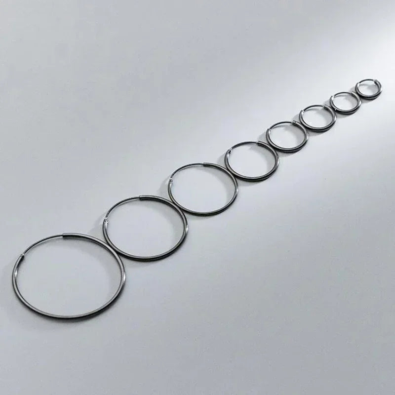 Echtes 925er-Sterlingsilber, 1,2/1,5 mm Drahtdurchmesser, große runde Creolen für Damen, klassischer feiner Schmuck, minimalistische Accessoires