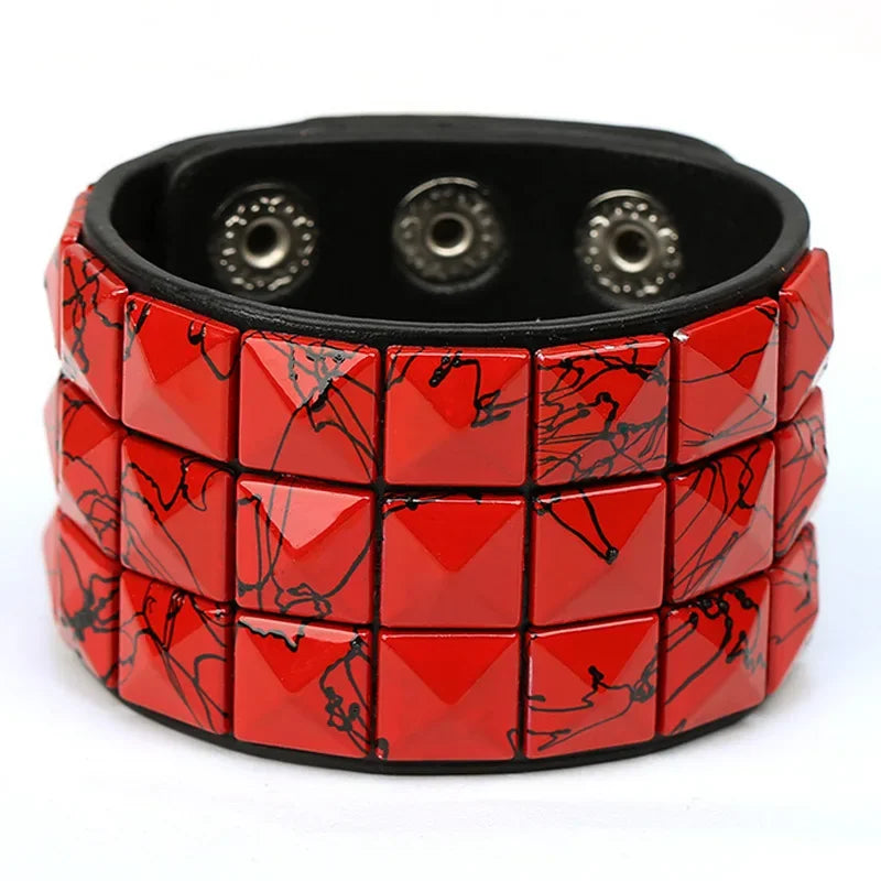 Mode 9 Farben Doppel Gürtel Leder Handgelenk Freundschaft Große Breite Armband Für Männlich Weiblich Schnalle Vintage Punk Schmuck