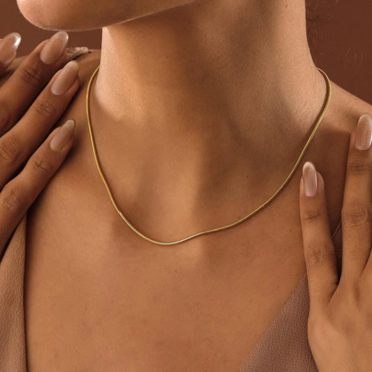 Skyrim Edelstahl Gold Farbe Runde Schlange Kette Halskette Frauen Männer Lange Hals Ketten Trendy Punk Schmuck Geschenk Großhandel