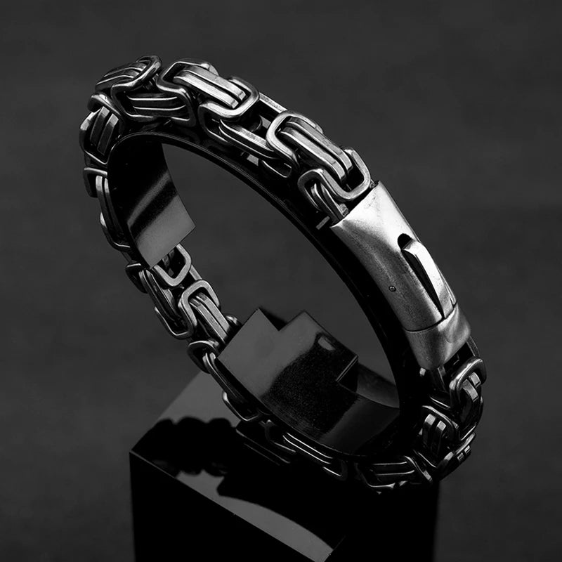 MKENDN Punk Männer Vintage König Kette Armbänder für Männer Edelstahl Motorrad Armbänder Männlichen Schmuck Zubehör Geschenke