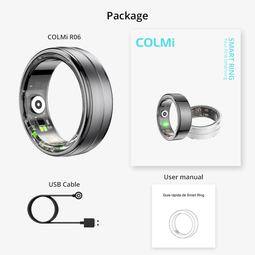 [2024] COLMI R06 Smart Ring Männer Frauen, Herzfrequenz- und Blutsauerstoffmonitor, IP68 und 5ATM wasserdicht, Multisportmodus
