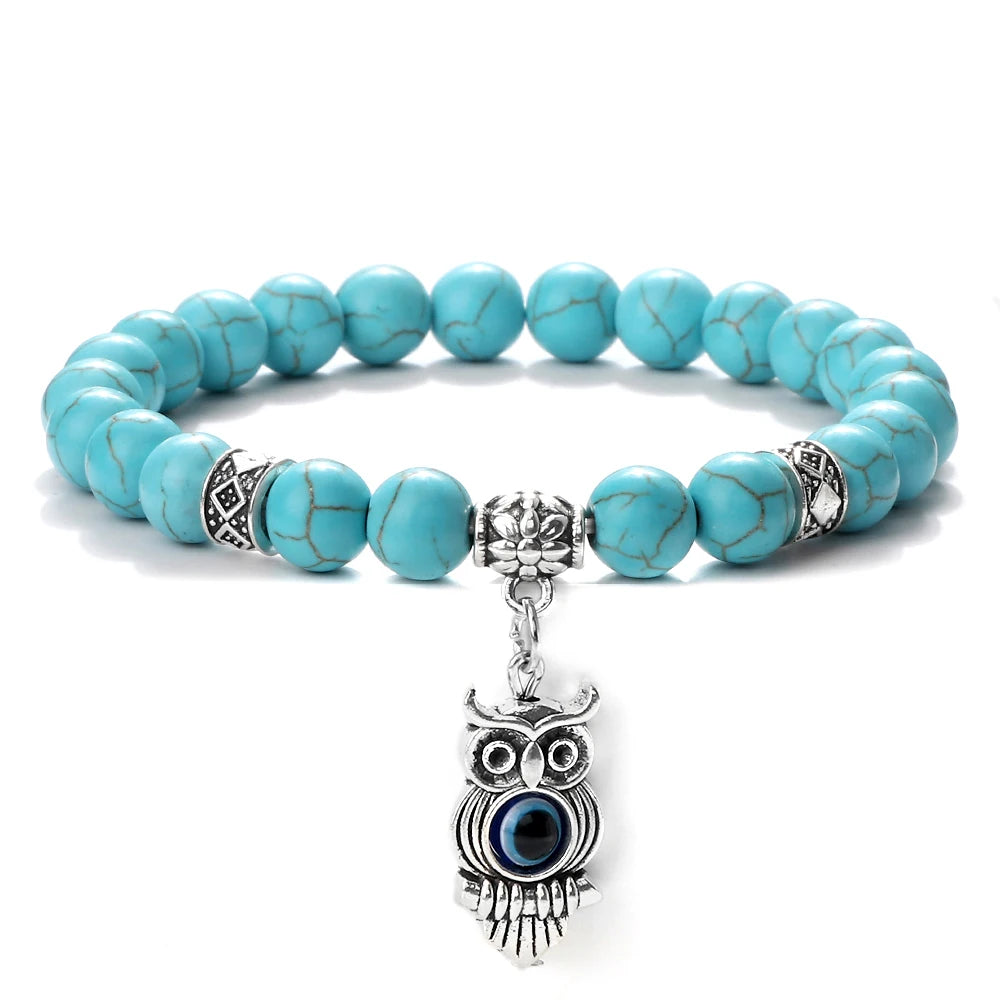 Natürliche blaue Türkis Stein Perlen Armbänder für Frauen türkische böse Blick Energie Perlen Armbänder türkischen Mann Schmuck Freund Geschenke