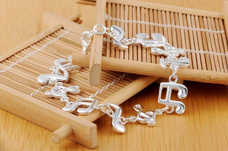 Heiße feine Musiknotenkette aus 925er-Sterlingsilber, Armbänder für Frauen, Hochzeit, Party, Studentin, Weihnachtsgeschenke, Modeschmuck