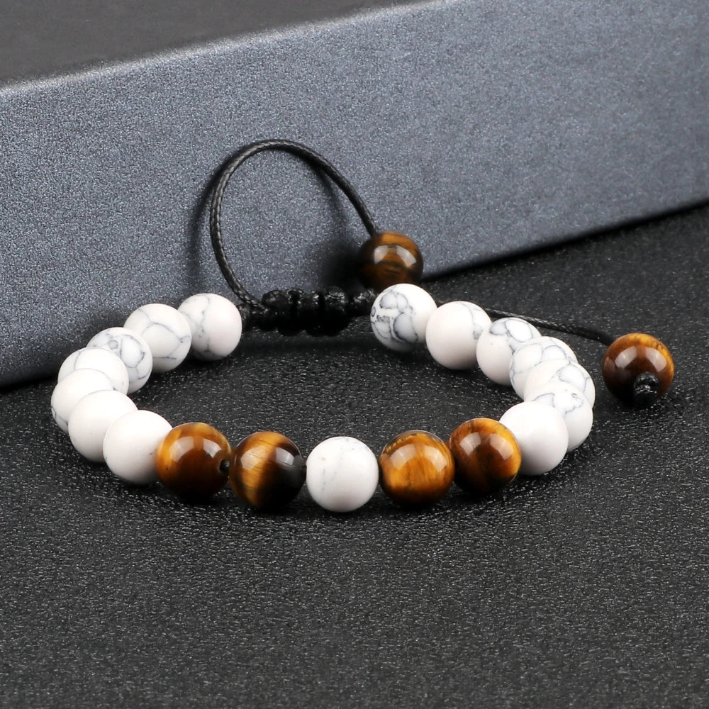 Schwarz Lava Onyx Naturstein Geflochtenes Armband Armreif Für Männer Frauen Heilung Balance Tigerauge Buddha Armband Charme Yoga Schmuck