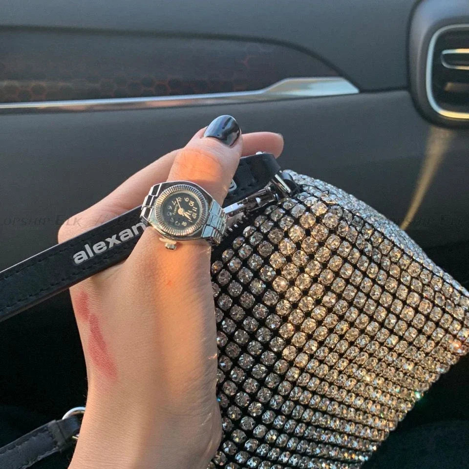 Vintage Punk Quarz Fingeruhr Ring für Frauen Männer Paar Ringe Digitale Uhren Elastische Dehnbare Finger Band Ring Schmuck Uhr