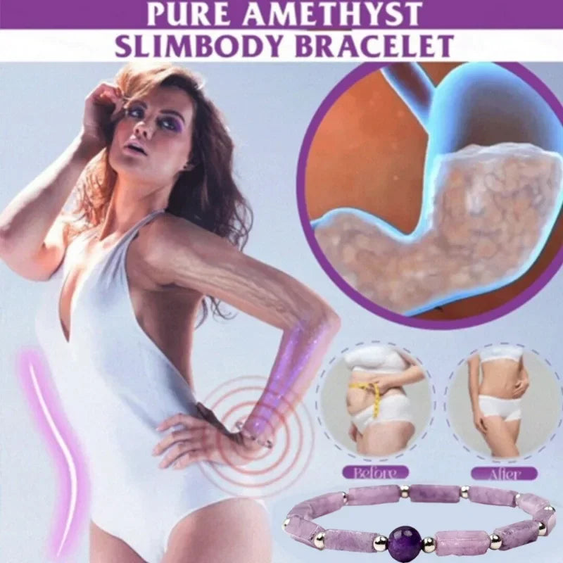Natürliches Amethyst-Körperreinigungs-Schlankheitsarmband, Stein-Energie-Armbänder für Frauen, Müdigkeitslinderung, Heilung, Yoga