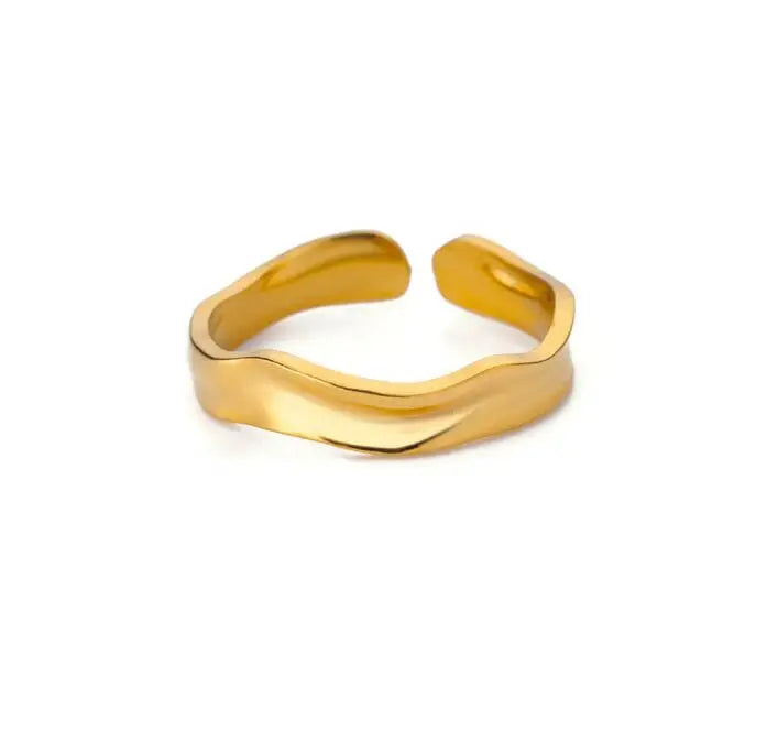 Minimalistische Textur Edelstahl Geometrische Ringe für Frauen Gold Farbe Öffnung Paar Ring Ästhetische Hochzeit Weihnachten Schmuck
